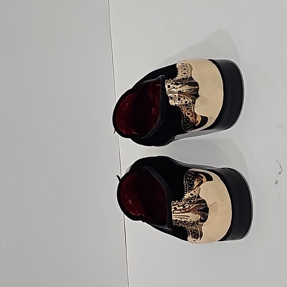 ELANROMAN Men's Sz EU 45 US 11 Black Velvet Gold Eagle Loafer formal Dressy - Picture 6 of 11